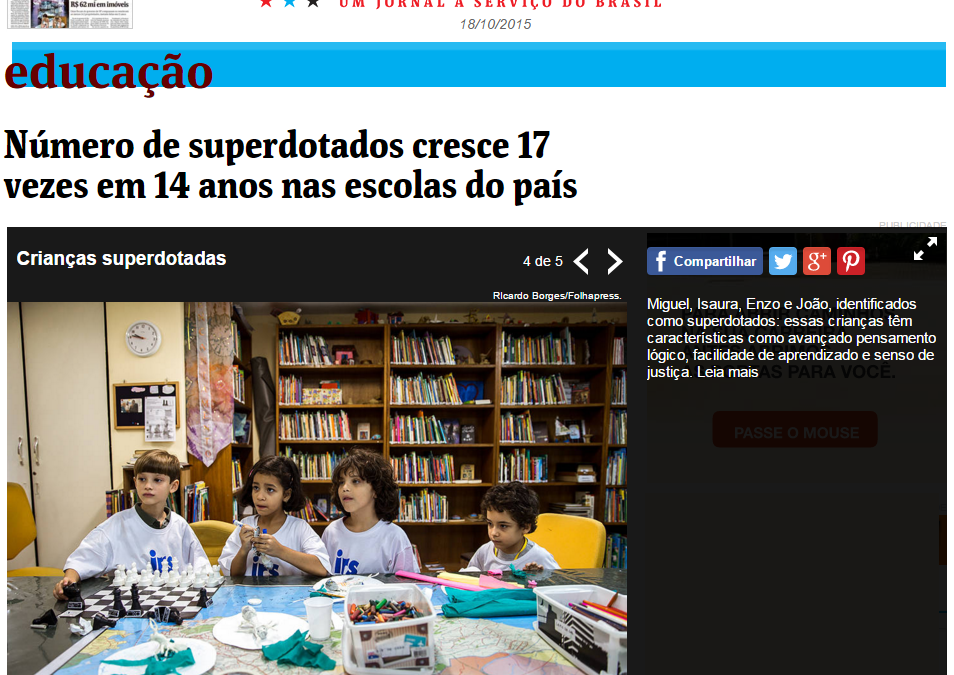 Matéria sobre superdotados na Folha de São Paulo
